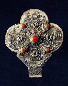 उभरा हुआ चांदी और मूंगा में लटकन, मोरक्को