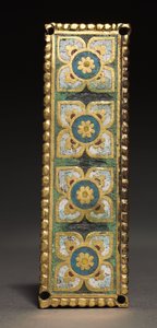 पट्टिका, संभवत: एक अवशेष तीर्थ से, c.1200-1250 (सोने का पानी चढ़ा हुआ तांबे; चम्पलेव तामचीनी) द्वारा स्कूल मोसान