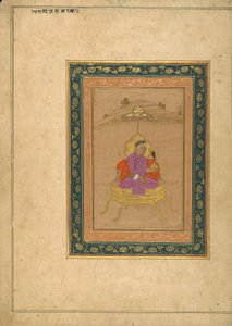 तीसरे मुगल सम्राट अकबर ने अपना ताज धारण करते हुए शाही सिंहासन पर बैठाया द्वारा स्कूल मुगल