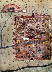 एरज़ेरम, तुर्की का नक्शा c.1600 (रंग लिथो)