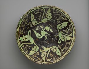 बाउल, सैमनिड, 9 वीं -10 वीं शताब्दी (सिरेमिक, भूरी और सफेद पर्ची, पारदर्शी रंगहीन शीशा) द्वारा स्कूल फ़ारसी