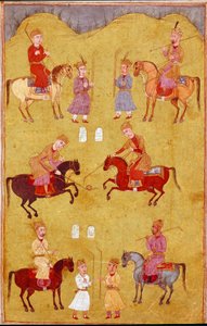 इस्लामी कला: पोलो भाग। फिरदौसी (फिरदौसी, या फिरदौसी, या फिरदौसी, सीए। 940-लगभग 1020) की महाकाव्य कविता "शाहनामा" (शाहनामा, शाहनामा) (राजाओं की पुस्तक) की पांडुलिपि से फारसी लघुचित्र बिब्लियोटेका नाजियोनेल नेपल्स द्वारा स्कूल फ़ारसी