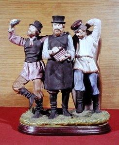 गार्डनर फैक्ट्री, मॉस्को द्वारा निर्मित तीन शराबी मौजिक, c.1860-70 (चीनी मिट्टी के बरतन) द्वारा स्कूलरूसी