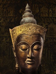 अयुत्या शैली में एक मुकुट वाली बुद्ध छवि का सिर (कांस्य)
