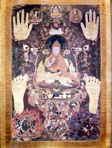 पांचवें दलाई लामा, ब्लो बज़ंग ऋग्या कत्सो, इतिहास में सबसे शानदार और महत्वपूर्ण। तिब्बती थाई-का, गुइमेट संग्रहालय, पेरिस द्वारा स्कूल तिब्बती