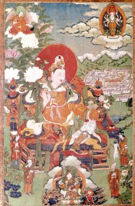 7वीं शताब्दी से तिब्बत के राजा सुंग-त्सेन-गैंपो। तिब्बती थाई-का, मुसी गुइमेट, पेरिस