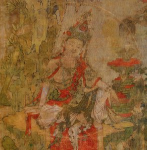 तिब्बती संस्कृति: जल और चंद्रमा कुआन-यिन (गुआनिन)। रेशम पर तापमान, आकार: 101,5x59,5, 12वीं सदी की शुरुआत, स्टेट हर्मिटेज, सेंट पीटर्सबर्ग द्वारा स्कूल तिब्बती