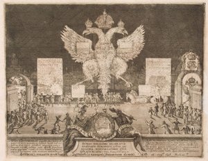 मॉस्को में आतिशबाजी 1 जनवरी 1704 को स्वीडिश किले Nyenskans, 1705 के कब्जा के अवसर पर द्वारा Schoonebeek