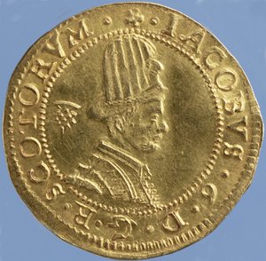जेम्स VI, एडिनबर्ग टकसाल, 1591 (ऑबवर्स) (गोल्ड) के 4-पाउंड स्कॉट्स (हैट-पीस) (रिवर्स देखने के लिए 244626)