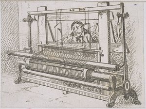 जेम्स होरकिर्क, 1827 द्वारा ग्लासगो के बारोनी पैरिश के एक सांख्यिकीय खाते से एक लूम में एक आदमी की एमएस मुर्रे 636 द्वारा स्कॉटिश स्कूल