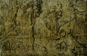 पवनचक्की के साथ लैंडस्केप द्वारा सेबल बुमहुअर