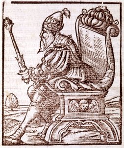 कुबिलाई (कुबिलाई खान, मंगोलियाई युआन राजवंश के पहले सम्राट (1215-1294) - एस मुंस्टर द्वारा "" कॉस्मोग्राफिया "" में। पेरिस