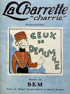 ड्यूविल कैसीनो डीलर, मासिक पत्रिका "" ला चारेट चार्री """ (1922) के कवर के लिए सेम द्वारा चित्रण। द्वारा Sem