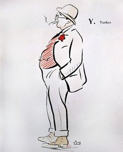 अमेरिकी का कार्टून "" अल्फाबेट डी सेम "" (1863 - 1934), वाई यांकी के रूप में, एनडी, 20 वीं शताब्दी।