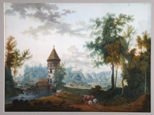 1797 से पहले पावलोव्स्क पार्क में मिल और पिल टॉवर द्वारा शिमोन फेडोरोविच शेड्रिन