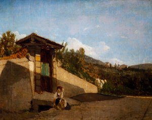 विला टोस्काना का पोर्टिको, c.1861 (कैनवास पर तेल)
