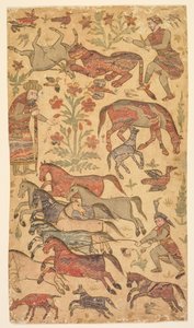 रक्ष को पकड़ने वाले रुस्तम की मार्बल वाली तस्वीर, c. 1650. द्वारा शफी