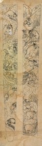 एक राजा जंगली सूअर का शिकार करता है, म्यान के लिए डिजाइन, सीए। 1750-1760। द्वारा शेवदार गंगेयगी