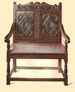 वेल्श ओक डबल कुर्सी, 1904 द्वारा शर्ली चार्ल्स लेवेलिन स्लोकॉम्बे