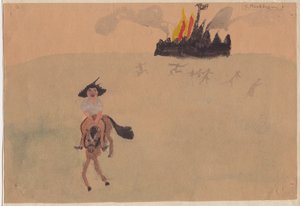 ज्वलंत किले से भागती हुई लड़की, c1941। द्वारा शर्ली मार्खम