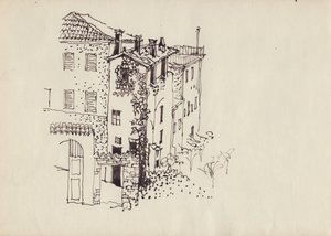 मंसर्ड रूफ वाला घर, इटली, c1950। द्वारा शर्ली मार्खम