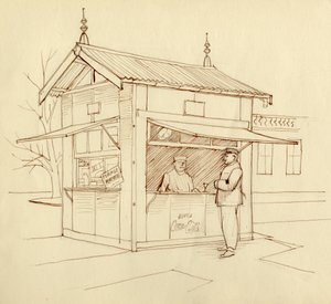 पेय बेचने वाला कियोस्क, पेरिस, फ्रांस, c1951। द्वारा शर्ली मार्खम