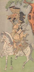 इचिकावा डंजुरो वी एक योद्धा के रूप में एक डैपल ग्रे घोड़े पर चढ़कर, 1771। द्वारा शुनशो