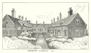 Lyford, Berks (उत्कीर्णन) में Almshouses द्वारा सिडनी हीथ
