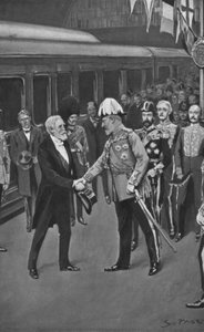 राजा एडवर्ड का स्वागत करते हुए राष्ट्रपति, 6 जुलाई, 1903 द्वारा सिडनी पगेट