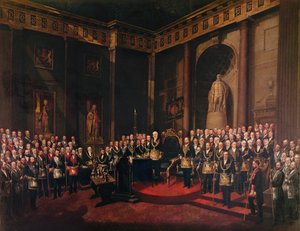 1 दिसंबर 1869 को पिछले ग्रैंड मास्टर के रूप में एचआरएच द प्रिंस ऑफ वेल्स का रिसेप्शन द्वारा सिगिस्मंड रोसेन्थल