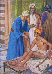 थॉमस और नेल्सन द्वारा प्रकाशित द बाइबल पिक्चर बुक से सुंदर द्वार पर पीटर और जॉन, c.1950