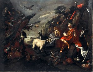 सिनिबाल्डो स्कोर्ज़ा (1589-1631) सन द्वारा ऑर्फी एंड द एनिमल पेंटिंग ऑफ़ द एंटॉरेज। १०१,५x१२९ सेमी जीन, म्यूसी डि स्ट्राडा नुओवा द्वारा सिनिबाल्डो स्कोर्ज़ा