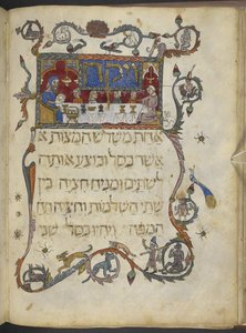 MS 14761 f.20v पासओवर भोजन, उत्तरी स्पेन, #39;बार्सिलोना हाग्गादाह#39; से जोड़ें द्वारा स्पेनिश स्कूल
