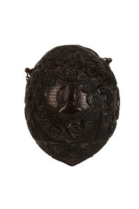 नक्काशीदार नारियल पाउडर फ्लास्क बगबियर, स्पेनिश औपनिवेशिक, c.1800 (नारियल) द्वारा स्पेनिश स्कूल