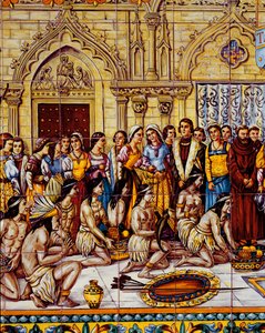 1492 में चीनी मूल के कोलंबस के सेवानिवृत्त व्यक्ति को स्पेन लाया गया (सिरेमिक) द्वारा स्पेनिश स्कूल