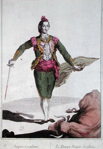 प्रसिद्ध टोरेडोर, जोकिन रोड्रिगेज 'कॉस्टिलारेस' (1748-1800) (रंग लिथो) द्वारा स्पेनिश स्कूल