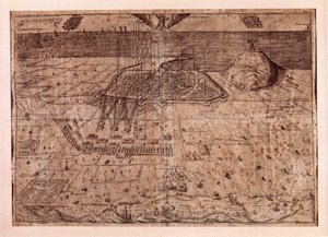 कैटेलोनिया का उत्थान या रीपर्स का युद्ध (1640-1659), स्पेन के फिलिप चतुर्थ (1605-1665) के सैनिकों द्वारा समुद्र और भूमि द्वारा बार्सिलोना का मुख्यालय। उत्कीर्णन 1652। सिटी हिस्ट्री म्यूजियम, बार्सिलोना। द्वारा स्पेनिश स्कूल