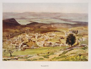 फ़िलिस्तीन 1906 में नाज़रेथ का चित्रण करते हुए स्टैनली इनचबॉल्ड द्वारा जल रंग