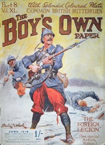 WWI में फ्रेंच फॉरेन लीजन, द बॉयज़ ओन पेपर का कवर, जून 1918 (कलर लिथो)