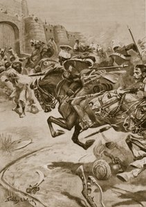 11वें लांसर्स एंड स्किनर हॉर्स ने जाटों को भरतपुर में ले जाया, दिसंबर 1828 (लिथो)