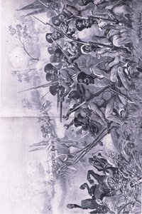 चिलियानवाला, जनवरी 13 वीं 1849: सिखों से घिरे होने के कारण, देवी ब्रिगेड ने वीरतापूर्ण रुख अख्तियार किया, 1915 में ब्रिटिश बैटल ऑन लैंड एंड सी, द्वारा स्टेनली एल। वुड