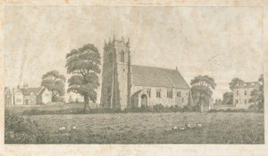 Adbaston चर्च: लाइन और स्टीपल उत्कीर्णन, nd [c 1800] द्वारा स्टीबिंग शॉ