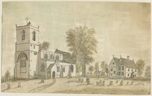 हनबरी चर्च: वाटर कलर पेंटिंग, 1791 द्वारा स्टीबिंग शॉ