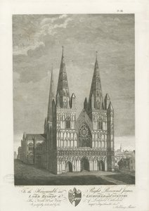 लिचफील्ड कैथेड्रल - वेस्ट फ्रंट: एनग्रेविंग, एनडी [1762-1802] (प्रिंट) द्वारा स्टीबिंग शॉ