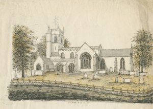 मेडले चर्च: वाटर कलर ड्राइंग, एनडी [1762-1802] द्वारा स्टीबिंग शॉ