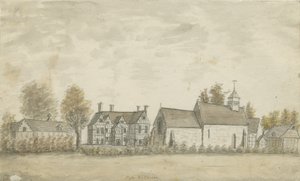 पाइप रिडवेयर चर्च और मैनर हाउस: वाटर कलर पेंटिंग, एनडी [1762-1798] द्वारा स्टीबिंग शॉ