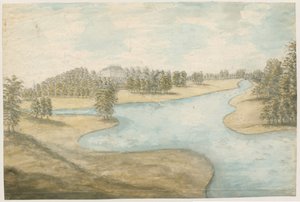 टेडेस्ले हॉल: वाटर कलर पेंटिंग, एनडी [1762-1802] द्वारा स्टीबिंग शॉ