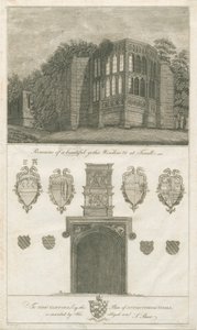 टीएक्स हॉल - गॉथिक विंडो और हेराल्डिक पुरातनता: उत्कीर्णन, एनडी [1762-1802] (प्रिंट) द्वारा स्टीबिंग शॉ