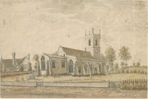 योक्साल चर्च: वाटर कलर पेंटिंग, एनडी [1762-1802] द्वारा स्टीबिंग शॉ