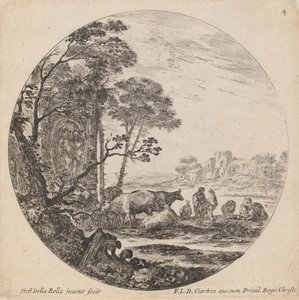 रोमन खंडहरों के साथ लैंडस्केप, 1646। द्वारा स्टेफानो डेला बेला